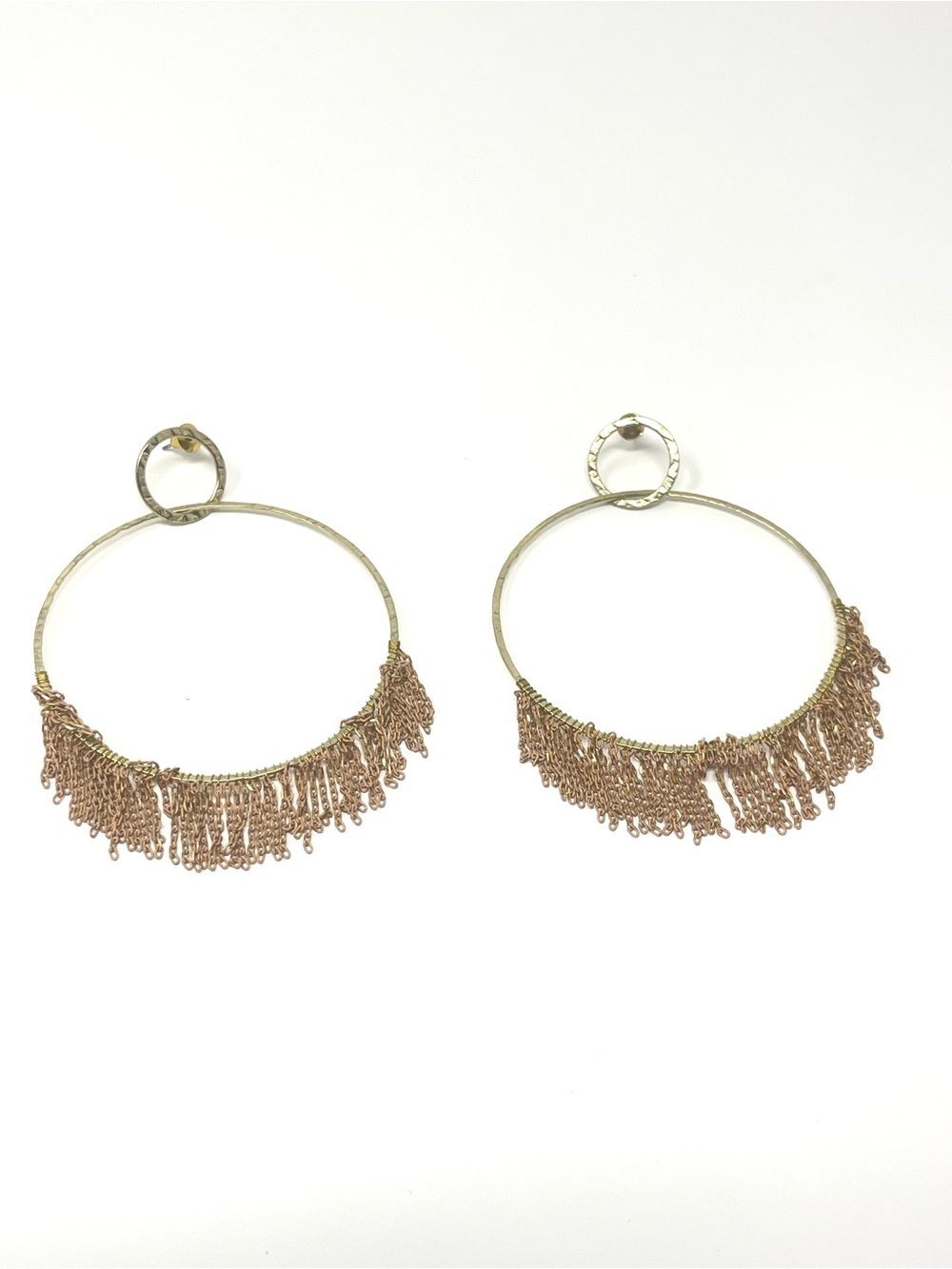 New Anthropologie Hoop Fringe Earrings Gold